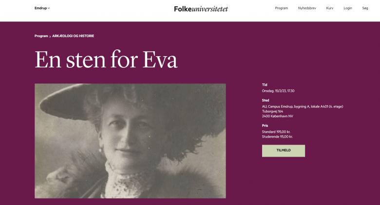 Foredrag om "En sten for Eva"